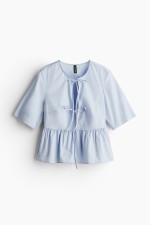 Tie-front Poplin Blouse