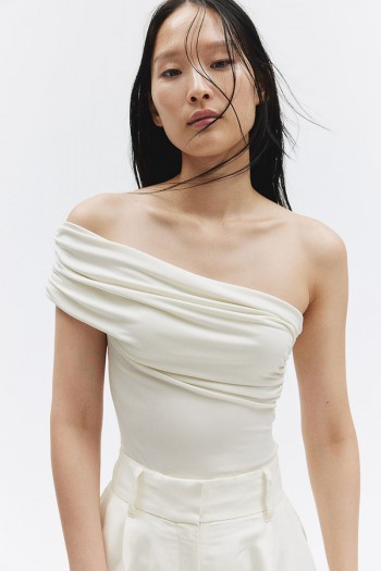 Draped One-Shoulder Bodysuit