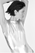 Shimmery Metallic Bodysuit with Shoulder Pads