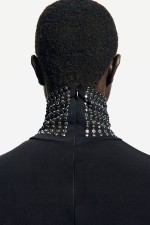 Stud-Detail Mock Turtleneck Bodysuit