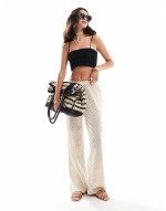 linen mix bandeau cami top in black