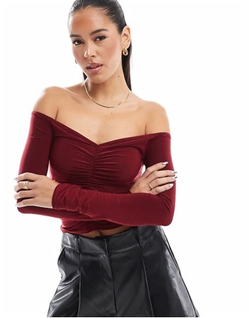 soft touch ruched front top in plum