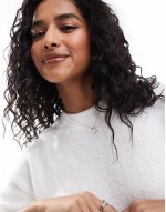 fluffy crew neck knitted t shirt in cream