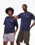 wolf country graphic back print t-shirt in navy- exclusive to