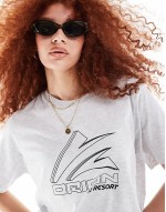 regular fit t-shirt co-ord with sports graphic logo in ice marl