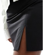 bengaline mini skirt with split detail in black
