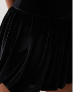 velvet mini puffball skirt in black