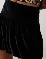 velvet mini puffball skirt in black