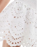 broderie layered tiered mini beach skirt in white