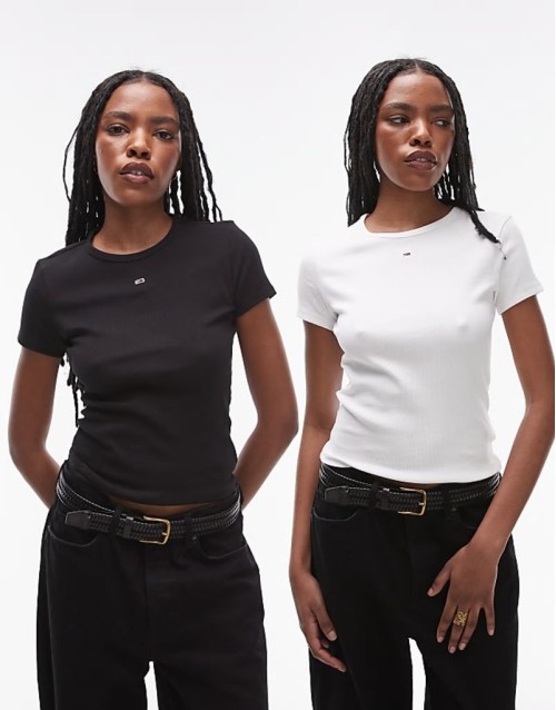 slim essential 2 pack t-shirt in white and black