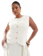 Plus exclusive tailored waistcoat maxi dress in cream