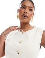Plus exclusive tailored waistcoat maxi dress in cream