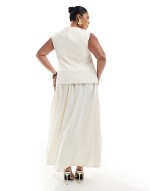 Plus exclusive tailored waistcoat maxi dress in cream