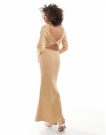 maxi knit dress in soft beige