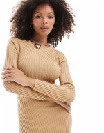 maxi knit dress in soft beige