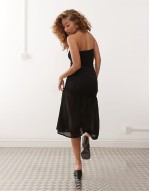 sachiko chiffon overlay bandeau maxi dress in black