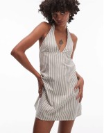 valley stripe halter mini beach dress in ivy