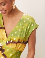 metallic midaxi dress in green ombre print