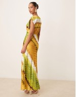 metallic midaxi dress in green ombre print