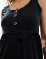Mamalicious Maternity 2 function nursing button through maxi sundress in black