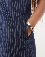 denim pinny dress in blue stripe