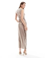 square neck maxi dress in grey