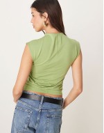 sveless mock neck top in green