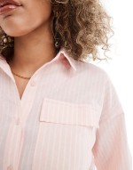 raye oversized shirt in pink and white stripe