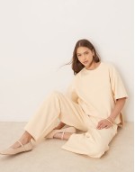 interlock co-ord split side tee in buttermilk