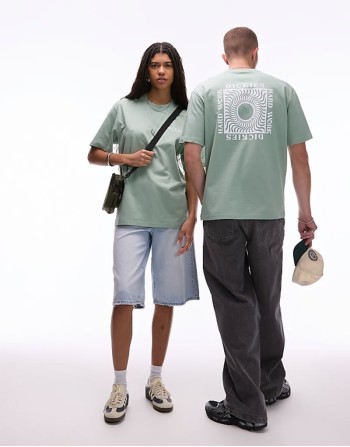 oatfield graphic back print t-shirt in light green