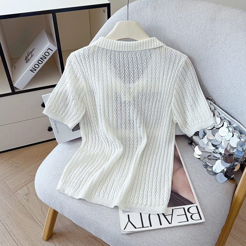 2026 Summer New Round Neck Short Sleeve Korean Style Knit Top Women - Image 3